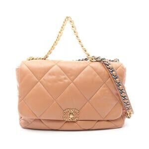Chanel Dixneuf Maxi Matelasse Shoulder Bag Lambskin Sheepskin Brown